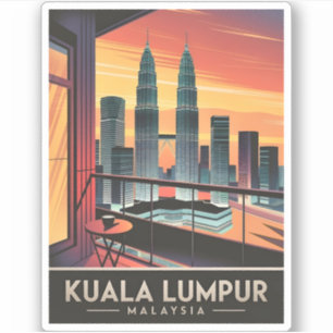 Vintage resor Kuala Lumpur Malaysia Sunset Retro Klistermärken