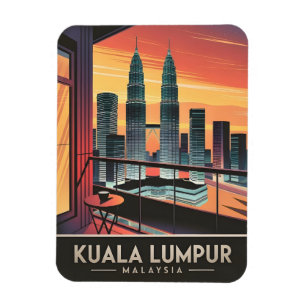 Vintage resor Kuala Lumpur Malaysia Sunset Retro Magnet