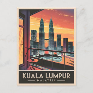 Vintage resor Kuala Lumpur Malaysia Sunset Retro Vykort