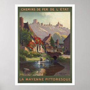 Vintage resor La Mayenne Pittoresque Frankrike Poster