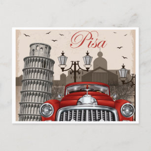 Vintage resor Leaning Torn i Pisa Retro-italien Vykort