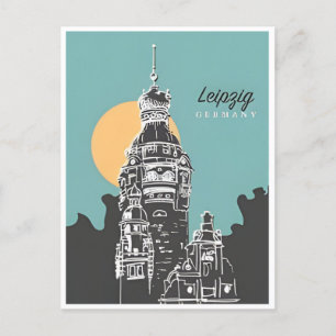 Vintage resor Leipzig Tyskland gammal från det för Vykort