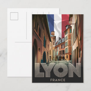 Vintage resor LYON stad franska Rhône Alpes presen Vykort