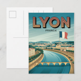 Vintage resor LYON stad franska Rhône Alpes presen Vykort