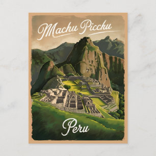 Vintage resor Machu Picchu Peru Retro Graphic Vykort