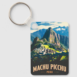 Vintage resor Machu Picchu Peru Retro liggande Nyckelring