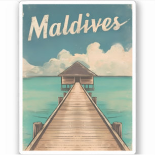 Vintage resor Maldives Island Retro Scenia Klistermärken