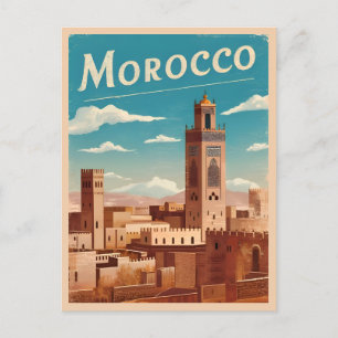 Vintage resor Marocko North Afrika Retro Scenia Vykort