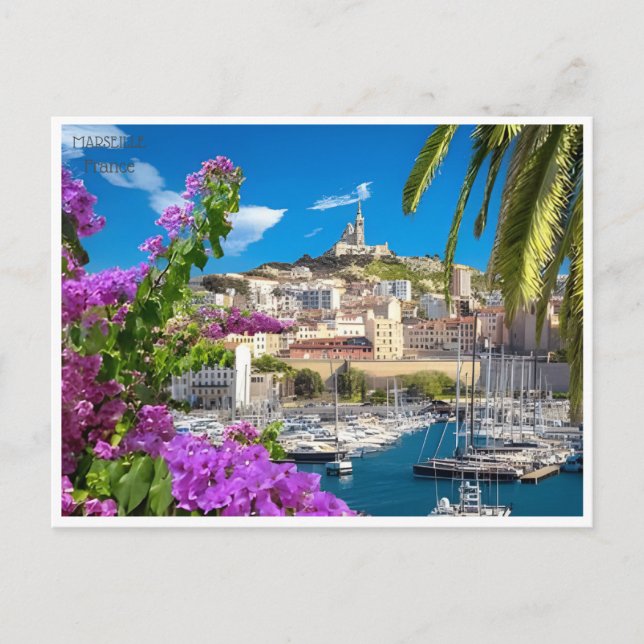 vintage resor Marseille-Frankrike-retroturism Vykort (Framsida)