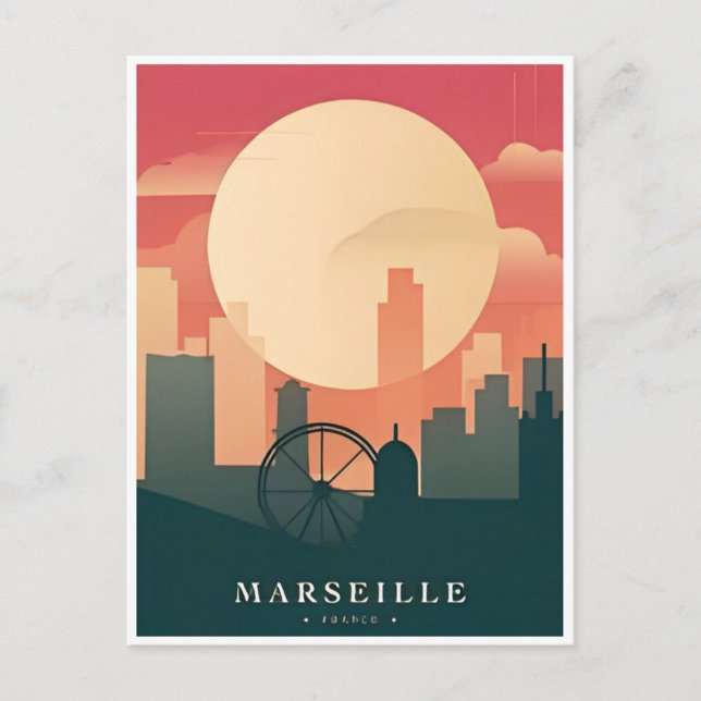 vintage resor Marseille-Frankrike-retroturism Vykort (Framsida)