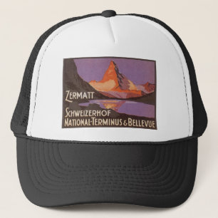 Vintage resor, Matterhornberget i Schweiz Truckerkeps