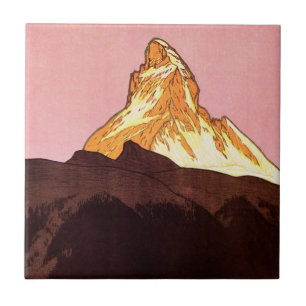 Vintage resor, Matterhornberget, Schweiz Kakelplatta