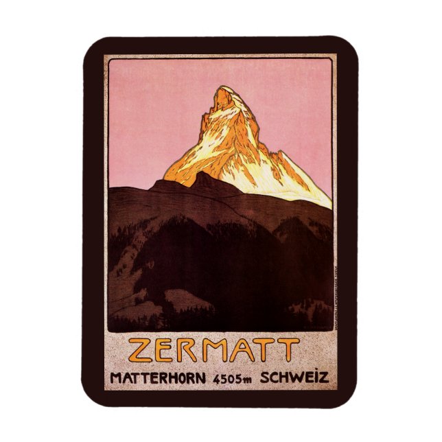 Vintage resor, Matterhornberget, Schweiz Magnet (Vertikal)