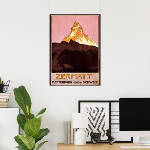 Vintage resor, Matterhornberget, Schweiz Poster