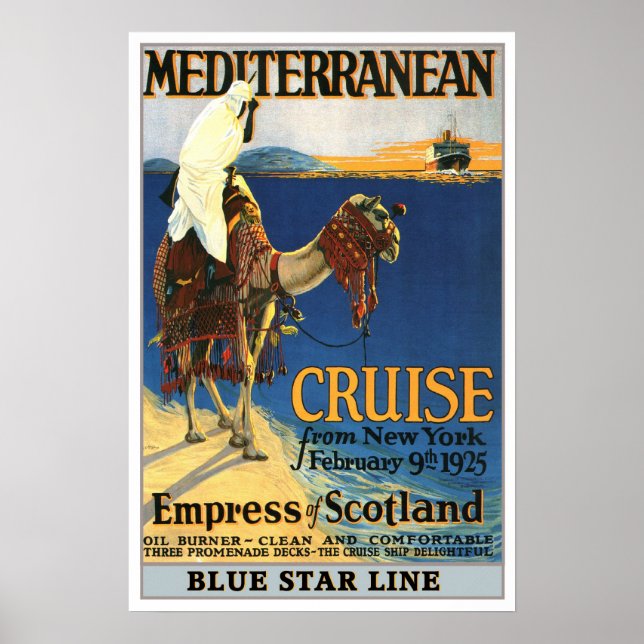 Vintage resor,Medelhavskryssning Poster (Framsidan)