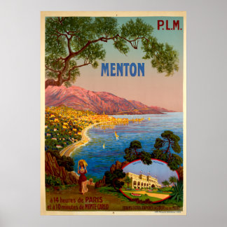 Vintage resor - Menton - Fransk Riviera Poster