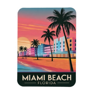 Vintage resor Miami Beach Florida Sunset Seaside Magnet