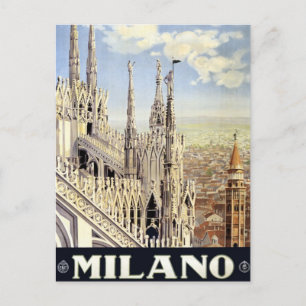 vintage resor Milano Italien Gothic Cathedral Duom Vykort