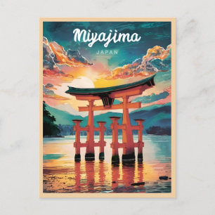 Vintage resor Miyajima Japan Retro Sunset Vykort