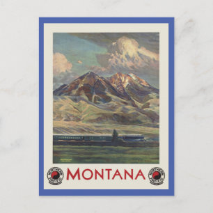 Vintage Resor Montana med Tåg Vykort