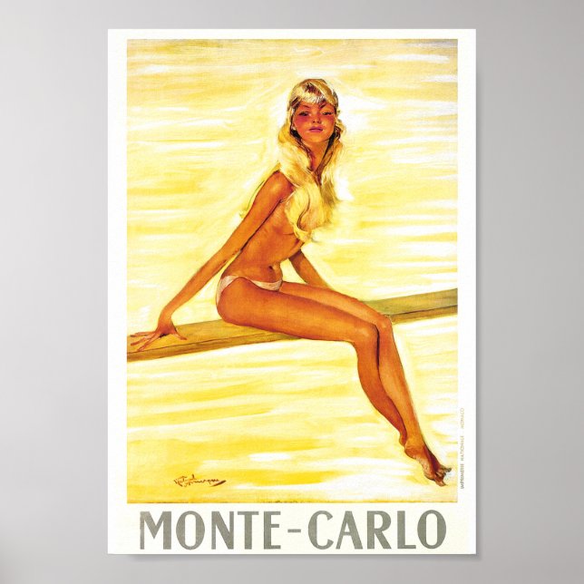 Vintage resor - Monte-Carlo - Monaco Poster (Framsidan)