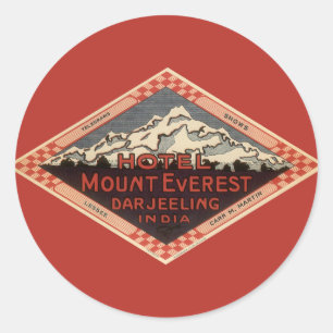 Vintage resor, Mount Everest, Darjeeling Indien Runt Klistermärke