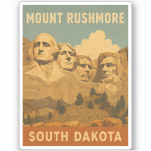 Vintage resor Mount Rushmore South Dakota Retro Klistermärken