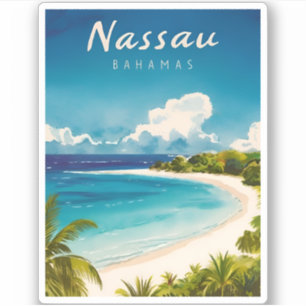 Vintage resor Nassau Bahamas Beach Retro Scenia Klistermärken