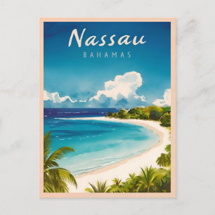 Vintage resor Nassau Bahamas Beach Retro Scenia Vykort