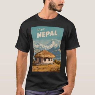 Vintage resor Nepal Himalayas Retro Scenia T Shirt