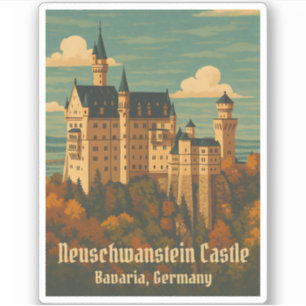 Vintage resor Neuschwanstein Castle Tyskland Retro Klistermärken