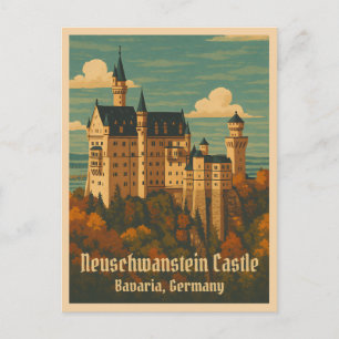 Vintage resor Neuschwanstein Castle Tyskland Retro Vykort