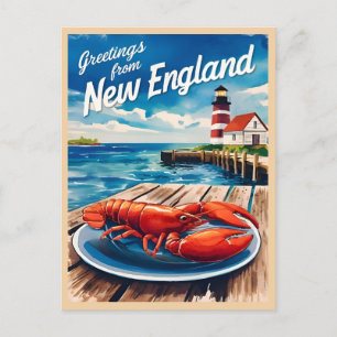 Vintage resor New England Coastal Retro Scenia Vykort