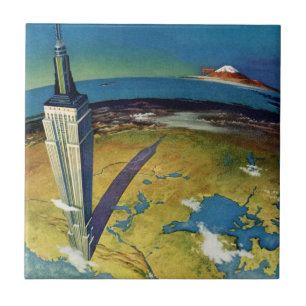 Vintage resor New York City Empire state Byggnad Kakelplatta