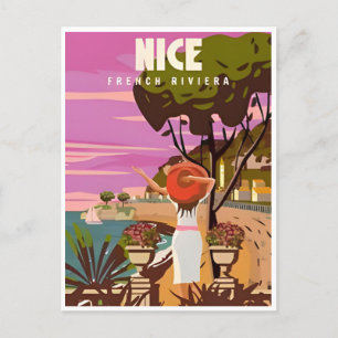 Vintage resor Nice Frankrike cote d'azur retro Vykort
