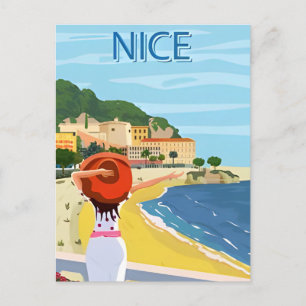 Vintage resor Nice Frankrike cote d'azur retro Vykort