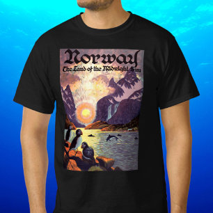 Vintage resor, Norge Fjord Land Midnight Sol T-shirt