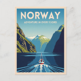 Vintage resor Norge Fjord Retro Ligcape Vykort