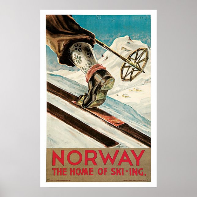 Vintage resor,Norge Ski Poster (Framsidan)