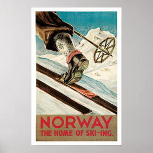 Vintage resor norge skidar poster