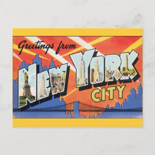 vintage resor NYC, Hälsning från New York City Vykort