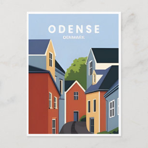 vintage resor Odense Danmark stadshus Vykort