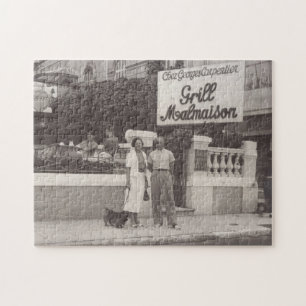 Vintage resor par Fransk Riviera Cannes 1930-talet Pussel