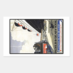 Vintage resor Paris Havre New York Rektangulärt Klistermärke
