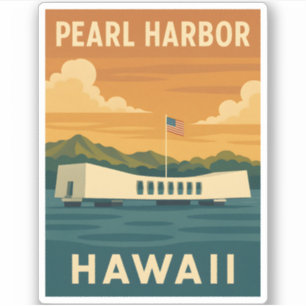 Vintage resor Pearl Harbour Memorial Hawaii Retro Klistermärken