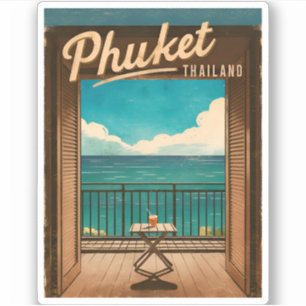 Vintage resor Phuket Thailand Retro Scenia Klistermärken
