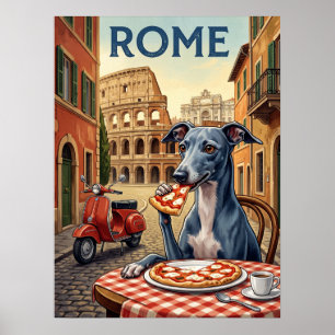 Vintage resor plaketter Rom Italien Hund Pizza Poster
