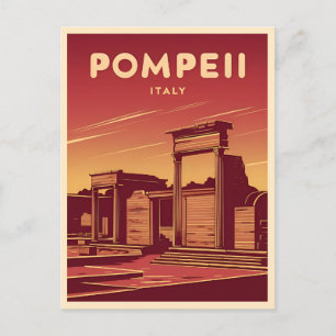 Vintage resor Pompeii Italien Retro Graphic Vykort