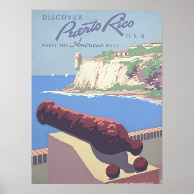Vintage resor Poster att främja Puerto Rico (Framsidan)