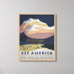 Vintage resor Poster att resa till Montana Canvastryck